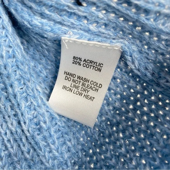 Lulu’s Artfully Inclined Open Shoulder Sweater Light Dusty Blue Knit NWT Small - Picture 10 of 13